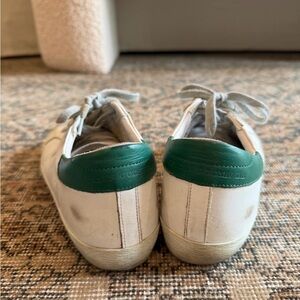 Golden Goose White Sneakers with Green Heel Tab